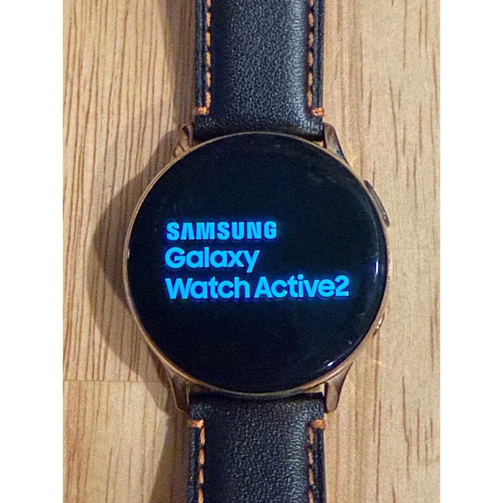 Samsung‎ Galaxy Watch Active2 Smartwatch Rose Gold Case Black Leather Band 8C6E